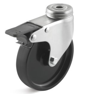 Roata poliamida, seria LIGHT, carcasa pivotanta cu frana si alezaj, WLL=40 kg, D=50 mm