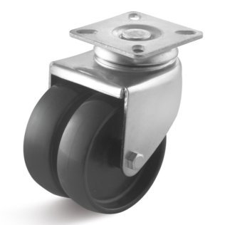 Roata poliamida dubla, carcasa pivotanta, WLL=100 kg, D=75 mm