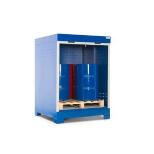 Dulap SteelSafe D4 depozitare butoaie 200 litri cu usa tip rulou