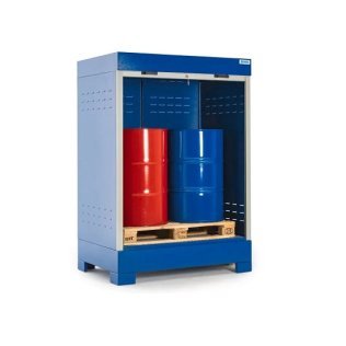 Dulap SteelSafe D2 depozitare butoaie 200 litri cu usa tip rulou