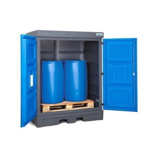 Dulap PolySafe D depozitare butoaie 200 litri cu usi batante