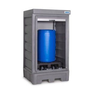 Dulap PolySafe D1 depozitare butoaie 200 litri cu usa tip rulou