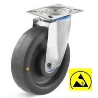 Roata ESD poliamida, carcasa pivotanta, WLL=150 kg, D=80 mm