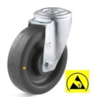 Roata ESD poliamida, carcasa pivotanta cu alezaj, WLL=300 kg, D=150 m