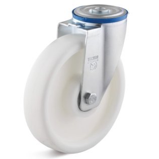 Roata polipropilena, rulmenti, carcasa pivotanta cu alezaj, WLL=200 kg, D=100 mm
