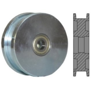 Roata buza de bandaj dublu, rulment cu bila, canelura drepta, WLL=1200, D=150 mm