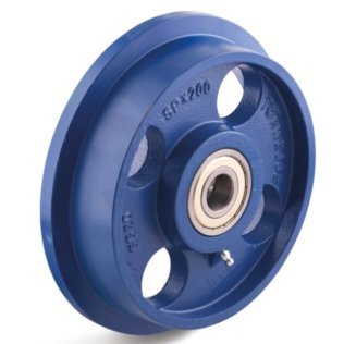 Roata din fonta cu buza de bandaj, rulment cu bila, WLL=700 kg, D=75 mm