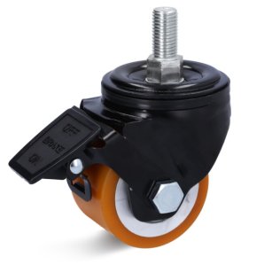 Roata poliuretan, janta otel, carcasa pivotanta cu frana si alezaj cu stift, WLL=400 kg, D=65 mm