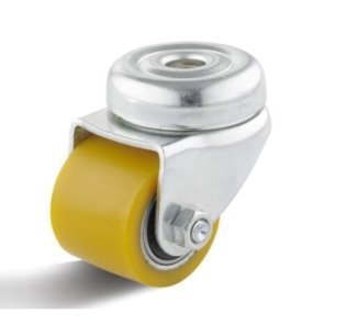 Roata utilaj din poliuretan, rulment, carcasa pivotanta cu alezaj, WLL=100kg, D=35mm