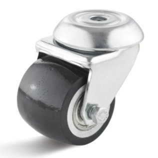 Roata showbiz din poliuretan, carcasa pivotanta cu alezaj, WLL=100 kg, D=50 mm
