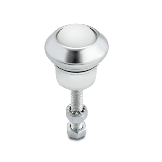 Rola de transfer cu tija filetata lunga, carcasa tabla otel zincat, bila poliamida, WLL=20 kg