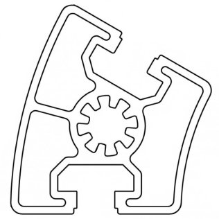 Profil aluminiu standard industrial 45R30 Seria 2, Sistem 45 Canal 10, Segment 30°