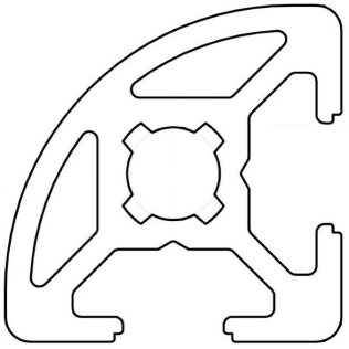 Profil aluminiu 20R90 Sistem 20 Canal 6, Segment 90°