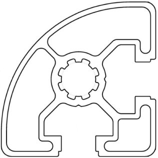 Profil aluminiu standard industrial 45LR90 Seria 2, Sistem 45 LIGHT Canal 10, Segment 90°
