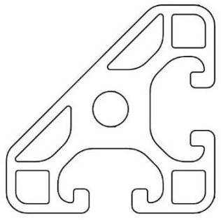 Profil aluminiu compatibil ITEM 40x40x45° Sistem 40 LIGHT canal 8, Profil tesit 45°