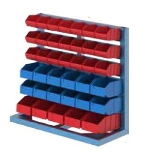 Stand fix depozitare cu 38 cutii plastic pe 6 rafturi 1000x400x1000mm