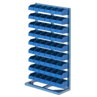 Stand fix depozitare cu 54 cutii plastic pe 9 rafturi 1000x400x1800mm