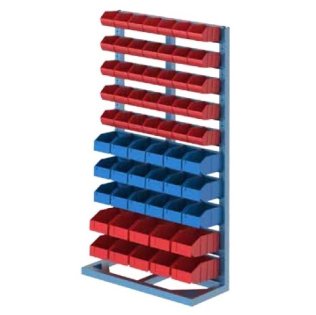 Stand fix depozitare cu 63 cutii plastic pe 10 rafturi 1000x400x1800mm