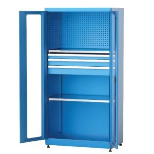 Dulap metalic cu usi din plexiglas cu 3 sertare si 2 rafturi, 1010x615x2000mm