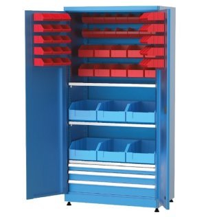 Dulap metalic cu 3 sertare, 3 rafturi si 60 cutii depozitare, 1010x615x2000mm