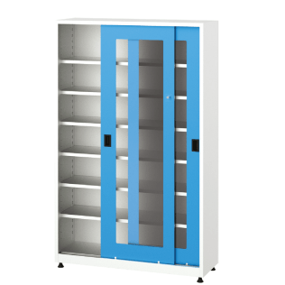 Dulap metalic cu usi glisante din plexiglas cu 6 rafturi, 1200x400x1950mm