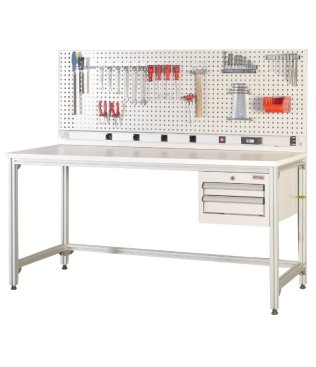 Banc de lucru profil aluminiu cu 2 sertare si panou scule 1700x650x850mm