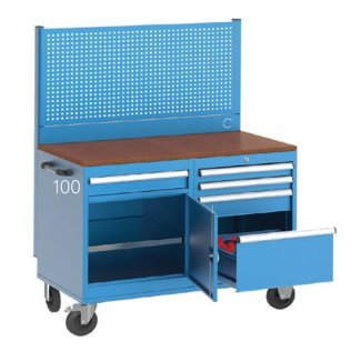 Banc de lucru mobil cu 5 sertare si 1 raft depozitare 12 scule CNC