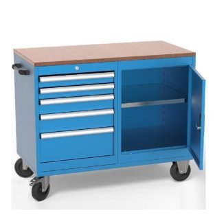 Banc de lucru mobil cu 5 sertare si 1 raft, 1120x570x920mm