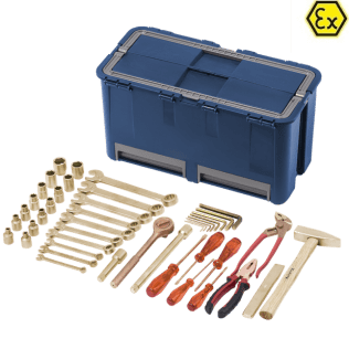 Set BAZA 44 scule ATEX bronz special si cupru-beriliu in cutie