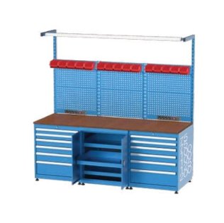 Banc de lucru cu instalatie electrica cu 12 sertare, 1 dulap si 15 cutii 2200x750x850mm