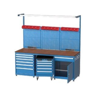 Banc de lucru cu instalatie electrica cu 12 sertare, 1 dulap si 15 cutii 2200x750x850mm