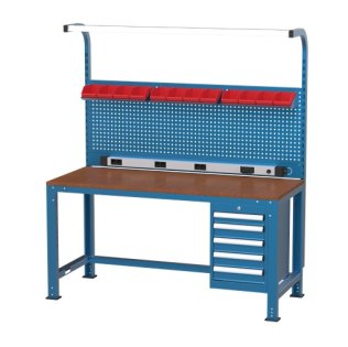 Banc de lucru cu instalatie electrica cu 5 sertare si 12 cutii 1700x700x850mm