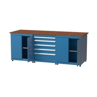 Banc de lucru cu 5 sertare si 2 dulapuri cu cate 1 raft 2200x750x850mm