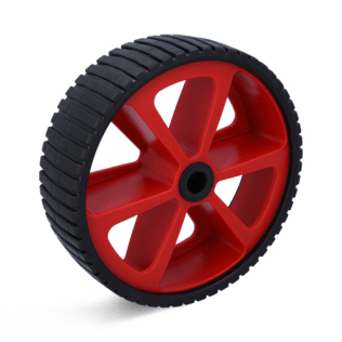 Roata antipana din cauciuc termoplastic cu spite janta rosie