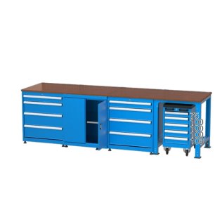 Banc de lucru cu 13 sertare si 1 dulap cu raft 2840x750x850mm