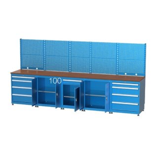 Banc de lucru port scule cu 9 sertare si 3 dulapuri 3400x750x850mm
