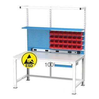 Banc de lucru electronic placat ESD cu 1 raft, 1 sertar si 28 cutii LINBIN