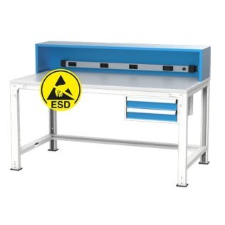 Banc de lucru electronic placat ESD cu 2 sertare