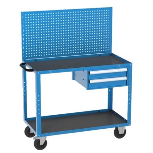 Banc de lucru mobil cu 1 raft, 2 sertare si panou perforat 1120x570x900 mm