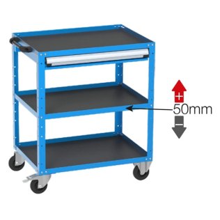 Carucior cu 1 sertar si 2 rafturi 700x500x850 mm