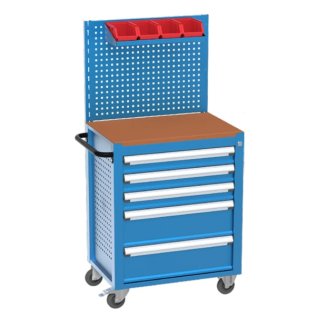 Carucior cu 5 sertare si panou perforat 730x500x960 mm