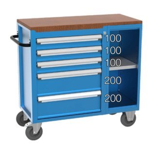 Carucior cu 5 sertare si semi-dulap lateral 1010x470x960 mm