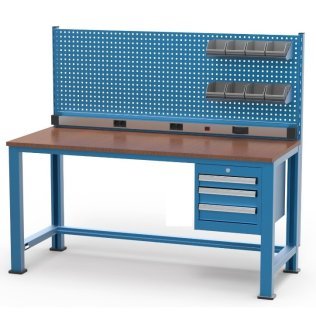 Banc de lucru cu instalatie electrica cu 3 sertare si 8 cutii 1700x700x850mm
