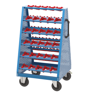 Carucior transport cu 55 locasuri scule CNC