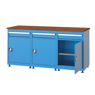 Banc de lucru cu 3 sertar si 3 dulapuri cu raft 1700x600x850mm