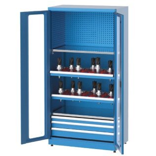 Dulap metalic cu usi din plexiglas pentru 48 scule CNC, 1010x615x2000mm