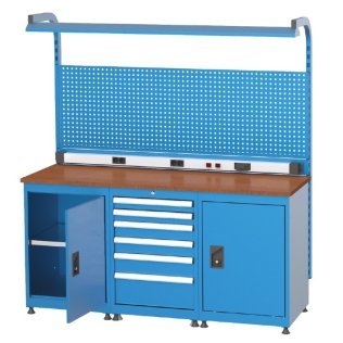 Banc de lucru cu instalatie electrica cu 2 dulapuri si 6 sertare 1700x600x850mm