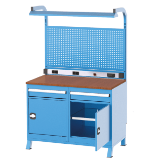 Banc de lucru cu instalatie electrica cu 2 dulapuri si 2 sertare 1120x600x850mm