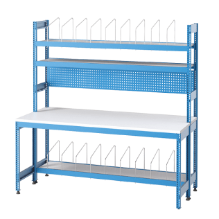 Banc de lucru impachetare cu 3 rafturi si placa scule 2100x900x2000mm