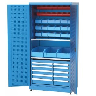 Dulap metalic cu 10 sertare, 2 rafturi si 35 cutii depozitare, 1010x615x2000mm